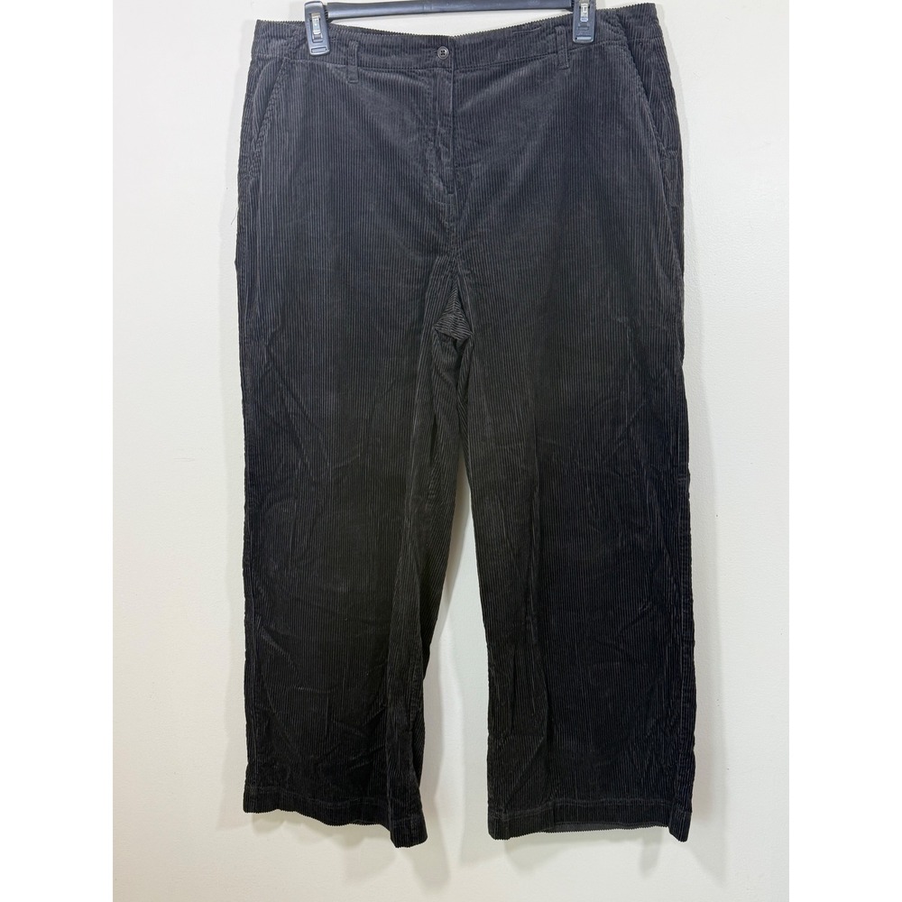 Poetry Women's Corduroy Pants Long 38x31 Black Wide Leg Quiet Luxury Minimalist